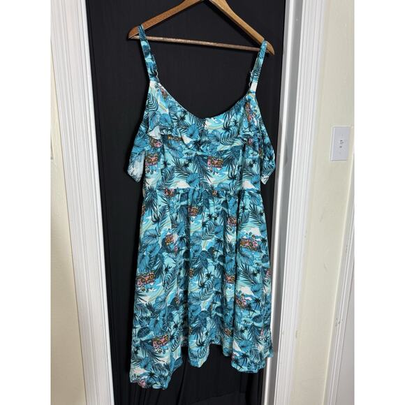 Torrid Disney Encanto Cold Shoulder Beachy tropical resort Dress 4 Plus - Picture 2 of 14